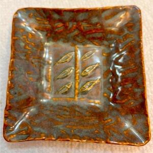 Studio Made Glazed Pottery Fish Trinket Dish Cabincore Signed Shines Money Gift